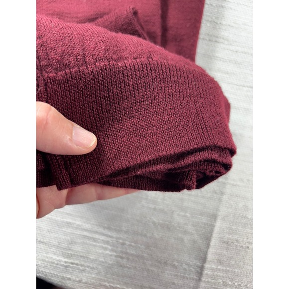 Calvin Klein‎ Italian Merino V Neck Sweater Men's Large Burgundy CK Knit - Picture 8 of 8